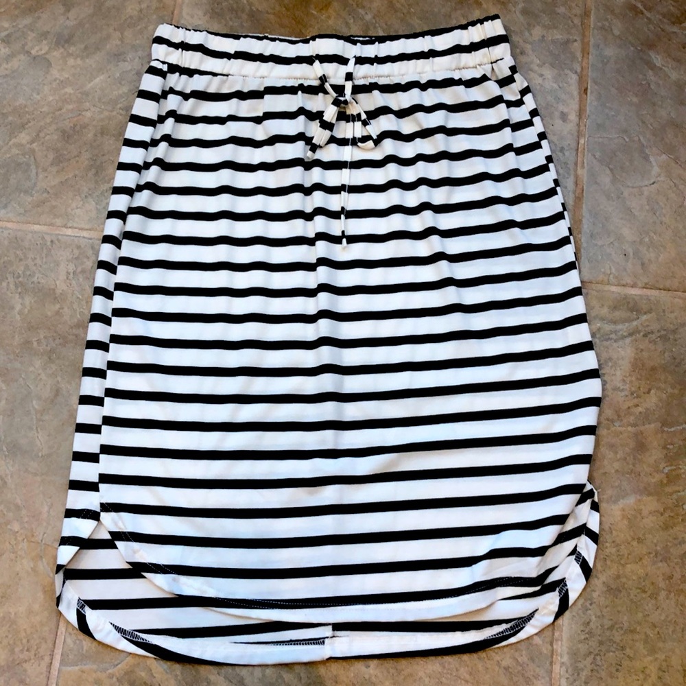 Tickled Teal black and white striped skirt